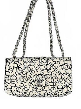 Chanel Vintage CC Dot Logo Flap Bag‎ Black White Limited Edition